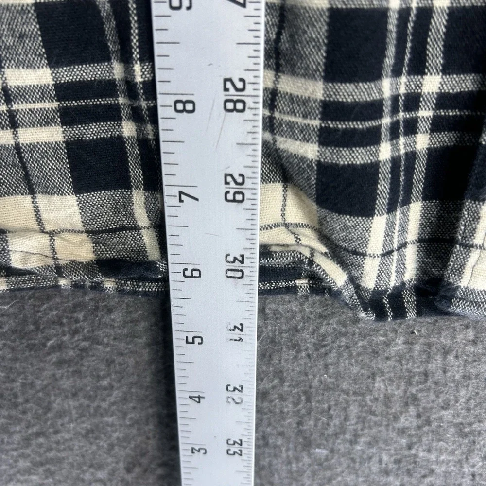 J. Crew Workshirt Mens Large Ivory black plaid Flannel Button Up Long‎ Sleeve